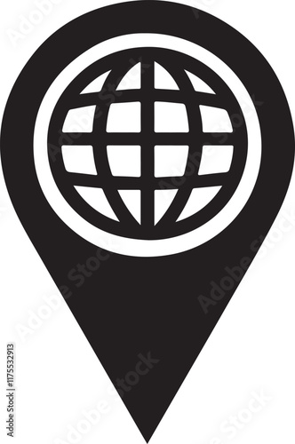 Globe location pin icon vector worldwide travel destination design