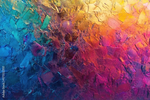 Wallpaper Mural Vibrant impasto painting with blue, teal, pink, orange, and yellow hues. Torontodigital.ca
