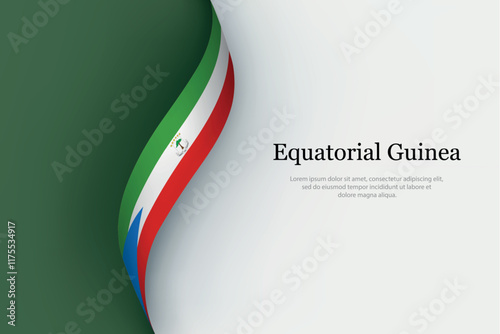 Equatorial Guinea flag on Waving ribbon