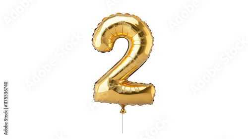 gold balloon in the shape of the number two
