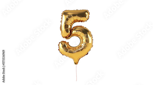 gold balloon in the shape of the number five