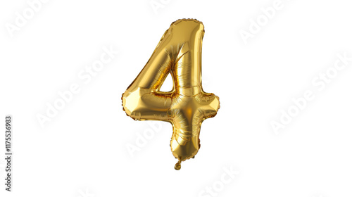gold balloon in the shape of the number four