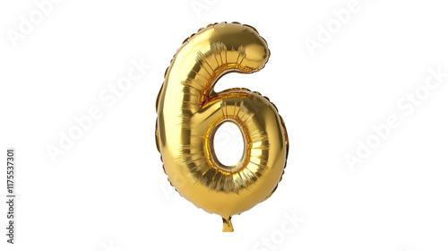 gold balloon in the shape of the number six