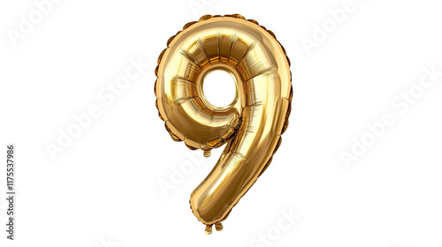 gold balloon in the shape of the number nine