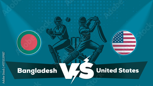 Bangladesh VS United States , United States vs Bangladesh cricket match , Cricket match concept with creative illustration.eps