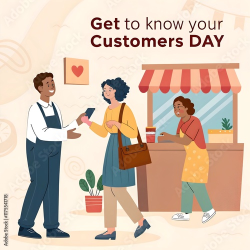 Get to Know Your Customers Day, idea for poster, banner, flyer or card.