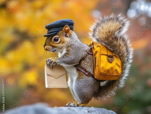 Wallpaper Mural Squirrel Delivering Mail Enchanted Forest Fun Imagery Colorful Autumn Whimsical Perspective Cute Concept Torontodigital.ca