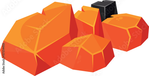 Burnt fireplace coals vector illustration