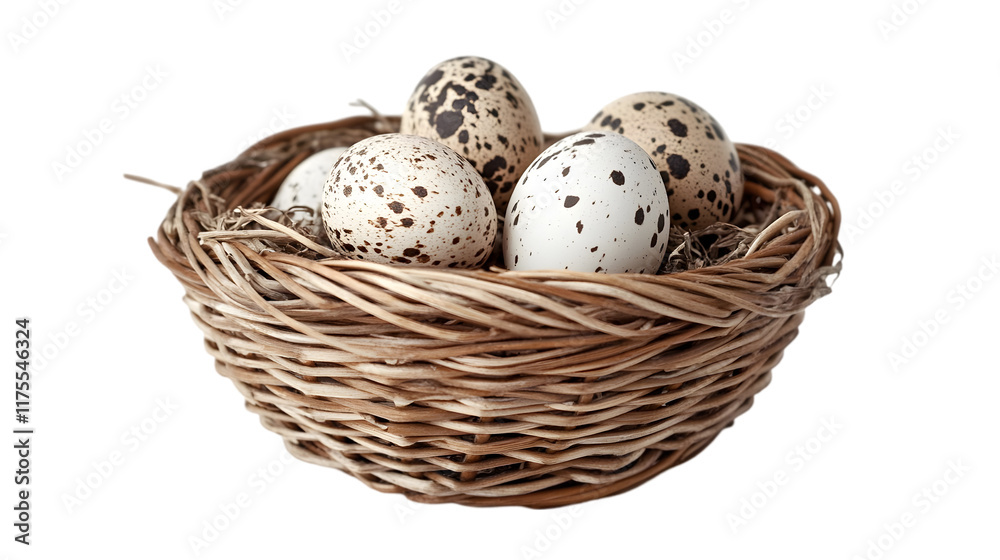 Quail Eggs in Rustic Wicker Nest Springtime Nature Bird Eggs Easter Quail Eggs in Rustic Wicker Nest Springtime Nature Bird Eggs Easter