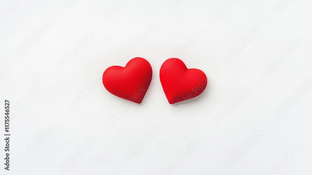 Valentine's day background Two red hearts on a white background. Valentine's day background Two red hearts on a white background.