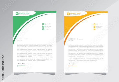 Wallpaper Mural Clean Minimalist corporate letterhead template with green and orange color,  Professional modern letterheads templates design for your business and project, Vector Eps 10 Torontodigital.ca