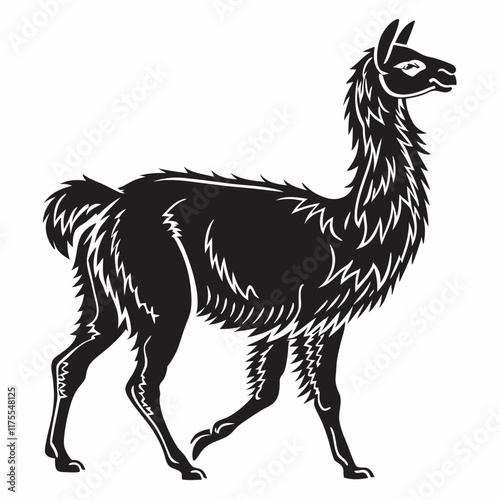 Alpaca vector silhouette black design white background