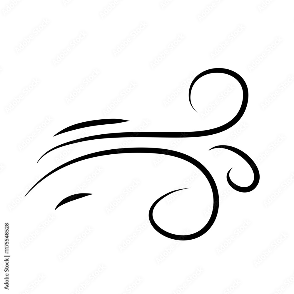 Hand drawn doodle wind motion air blow swirl elements Hand drawn doodle wind motion air blow swirl elements