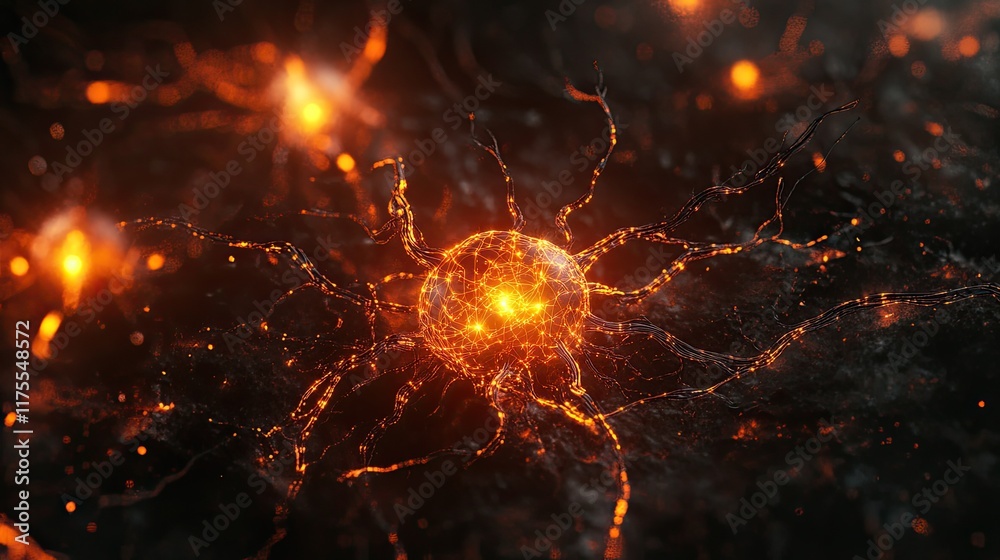 Fototapeta premium Abstract Neural Network Representation With Glowing Neuron Connections