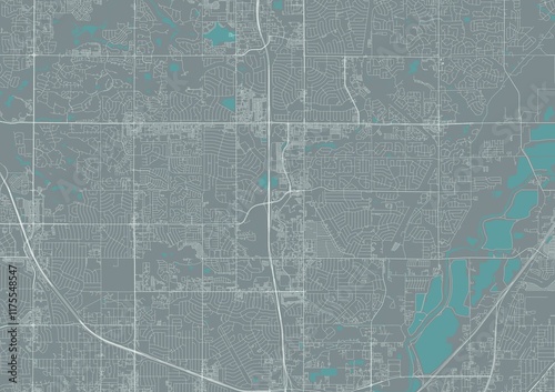 Thornton American city minimalist plan street map on gray background. Colorado. USA