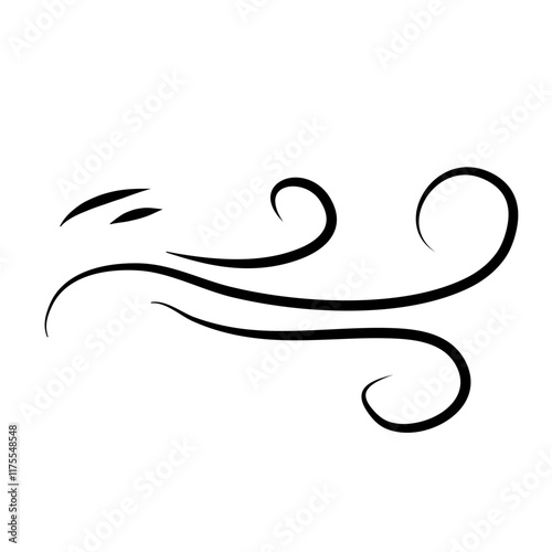 Hand drawn doodle wind motion  air blow  swirl elements