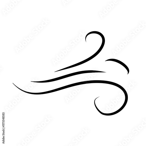 Hand drawn doodle wind motion  air blow  swirl elements
