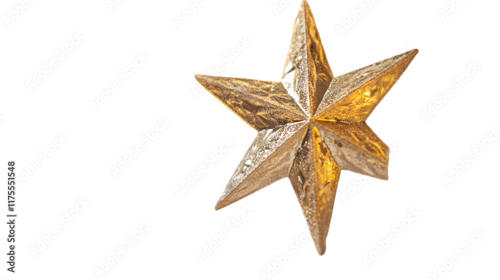 Fototapeta premium Sparkling Gold Star Ornament Christmas Decoration Festive Holiday Glitter Xmas Tree W