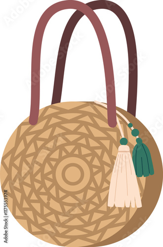 Round woven bag with handle