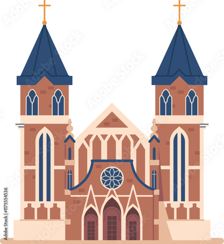 Catholic temple religious architecture vector illustration