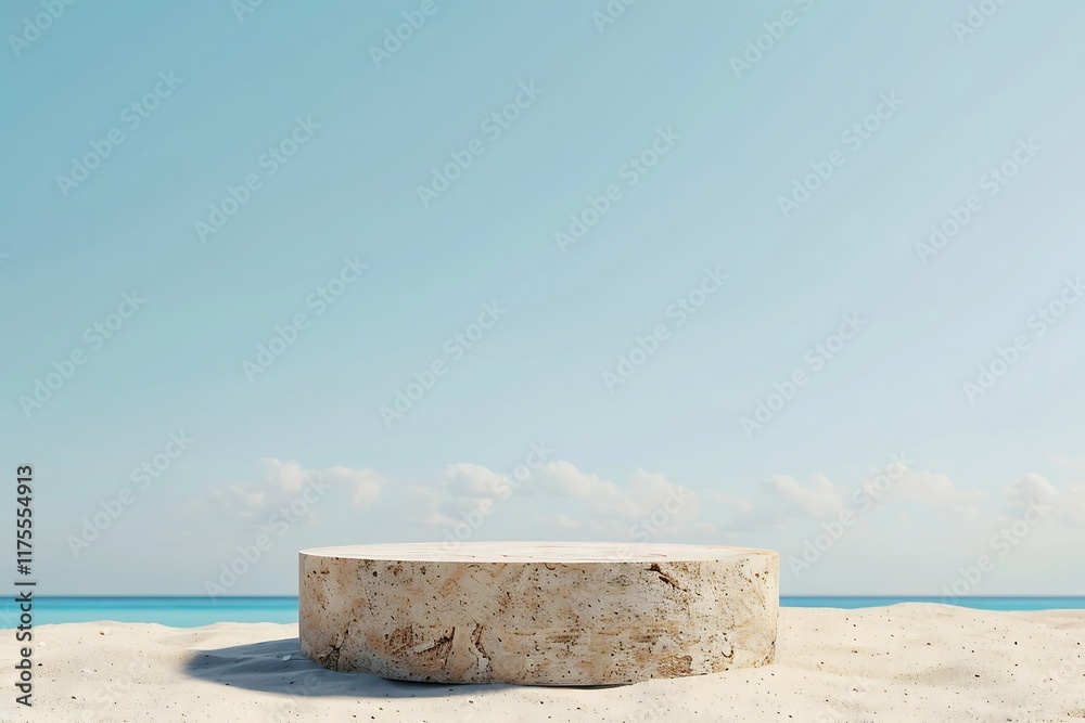 Grunge brown concrete stone above beige beach sand Grunge brown concrete stone above beige beach sand