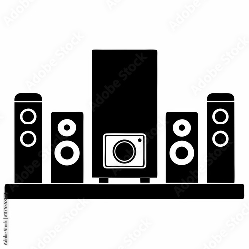 Home Theater Silhouette Vector Art