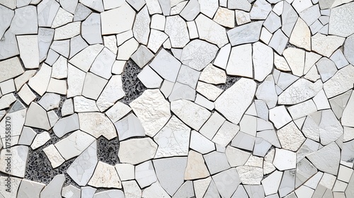 White Mosaic Tiles Background Texture