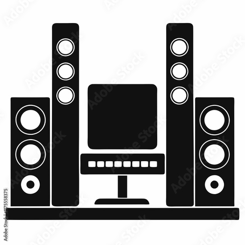 Home Theater Silhouette Vector Art