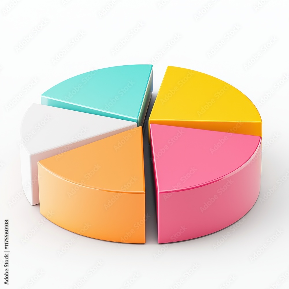 Obraz premium Digital Pie Chart Displaying Colorful Segments and Statistics for Data Visualization and Presentation Purposes in Modern Design Style