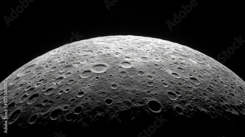 Craters on the moon's surface: shadowed lunar landscape. photo