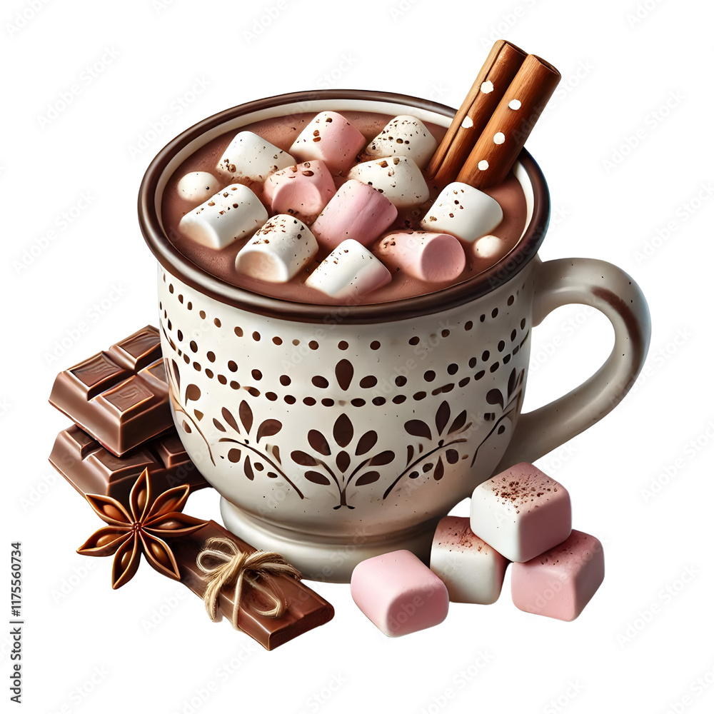 Cup of Hot Chocolate with Marshmallows Isolated on a Transparent Background. Generative Ai Cup of Hot Chocolate with Marshmallows Isolated on a Transparent Background. Generative Ai