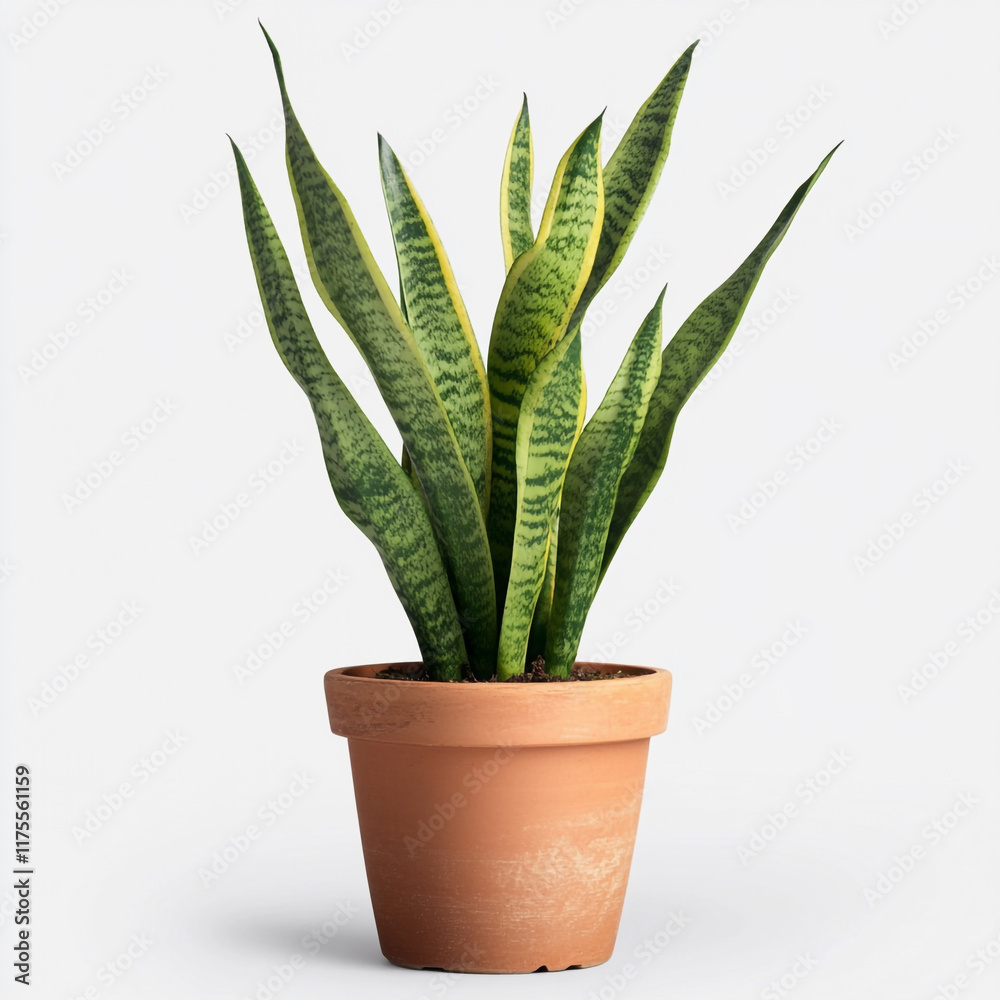 Snake plant with tall leaves in a pot Snake plant with tall leaves in a pot