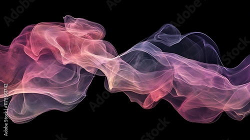 Soft pastel magenta and pink ink smoke cloud generative AI on black