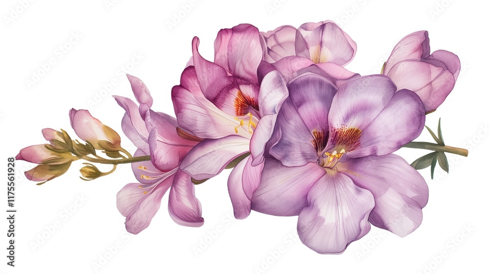 Watercolor Freesia Bouquet Watercolor Freesia Bouquet