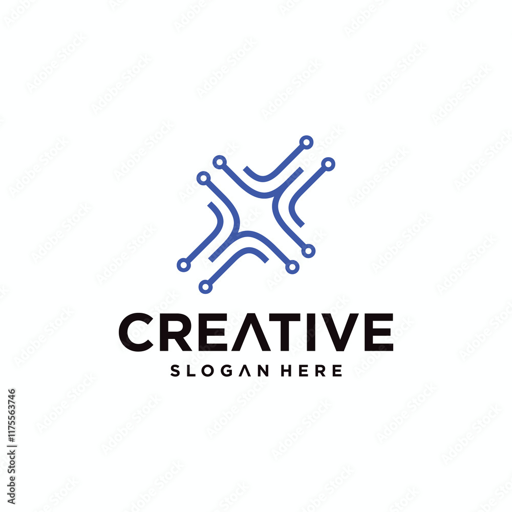 Obraz premium Technology logo combined with letter X vector collection of letter X