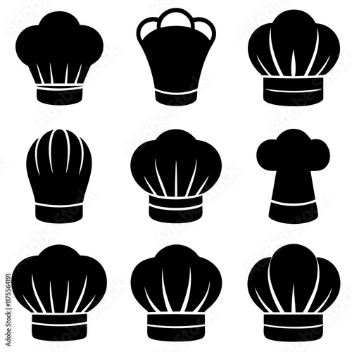 Black and White Chef Hats in a Grid Pattern