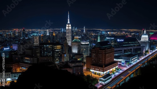 Wallpaper Mural Night view of illuminated New York City skyline Torontodigital.ca