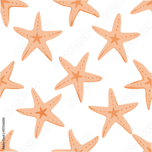 Seamless pattern of cute star fish 