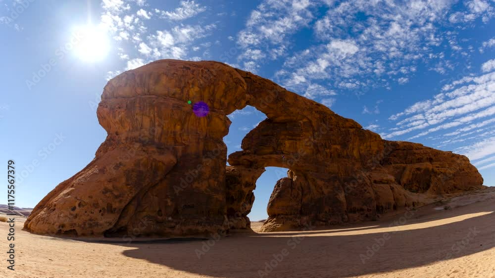 Time lapse of clouds motion over rock shape dancing in Alula, Madinah, Saudi Arabia. Time lapse of clouds motion over rock shape dancing in Alula, Madinah, Saudi Arabia.