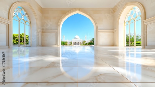 Elegant Mosque View from Archway Interior