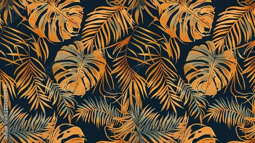 tropical palm leaves seamless pattern wallpaper