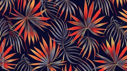 tropical palm leaves seamless pattern wallpaper