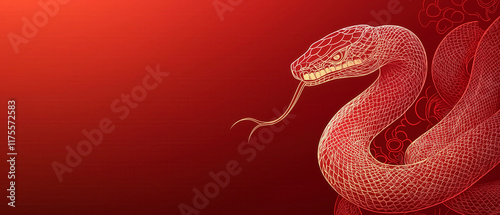 Chinese new year snake wallpaper with copy space for festive vibes photo