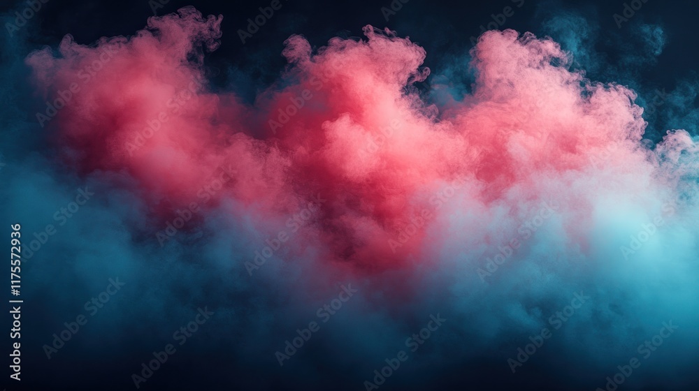 Naklejka premium Abstract smoke clouds in vibrant pink and blue hues against a dark background.