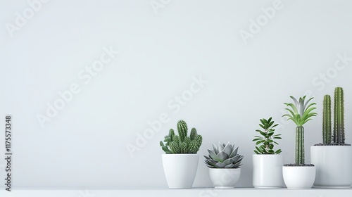 Wallpaper Mural Beautiful succulents in different pots on white shelf against white wall Torontodigital.ca