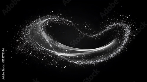 Generative black and white swirling liquid with shimmering particles creating a luxury feel