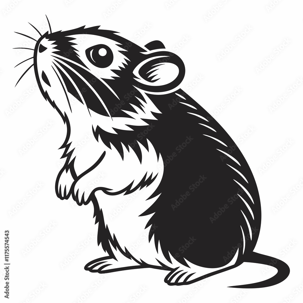 Hamster vector silhouette black design white background Hamster vector silhouette black design white background