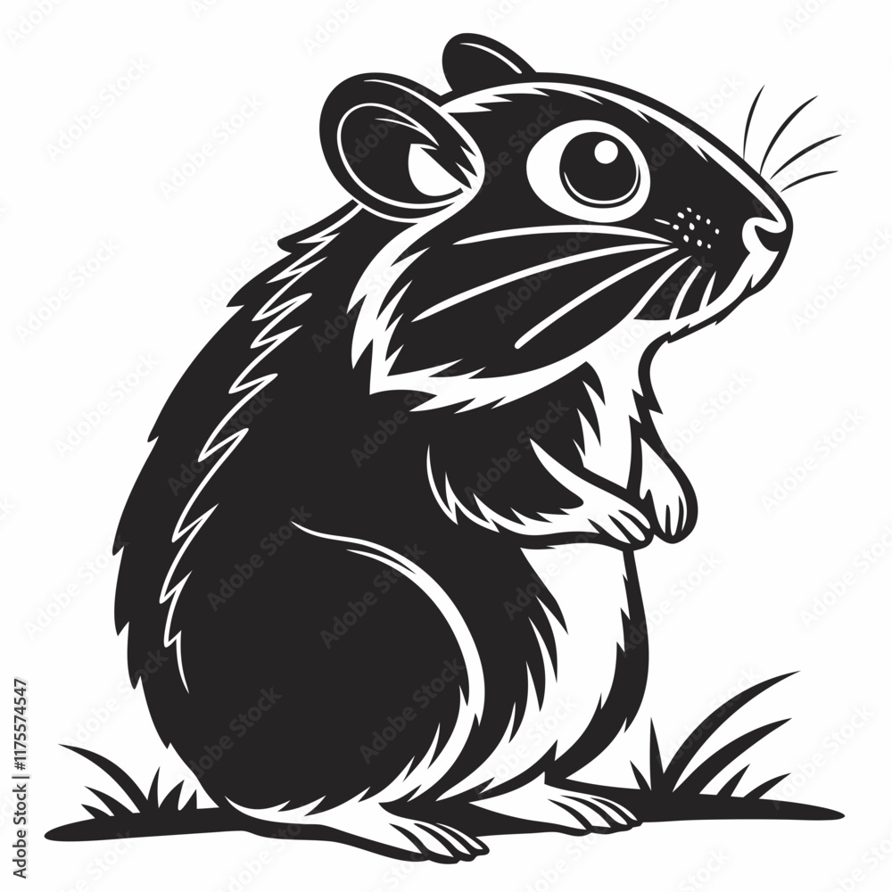 Hamster vector silhouette black design white background Hamster vector silhouette black design white background