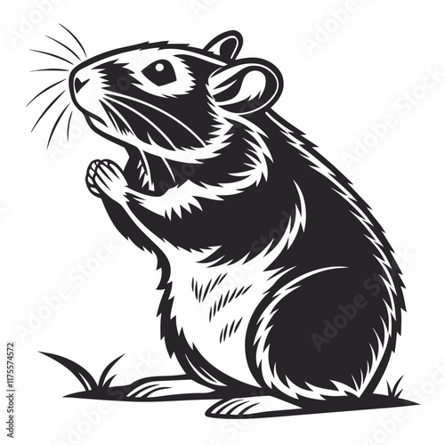 Wallpaper Mural Hamster vector silhouette black design white background Torontodigital.ca