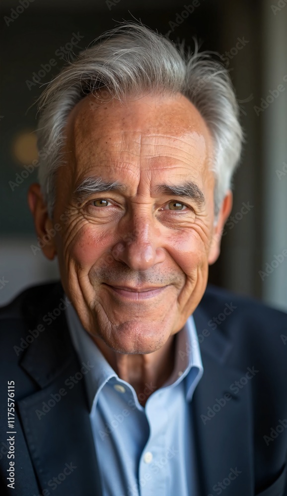 A portrait of an older man with a look of pride and satisfaction A portrait of an older man with a look of pride and satisfaction